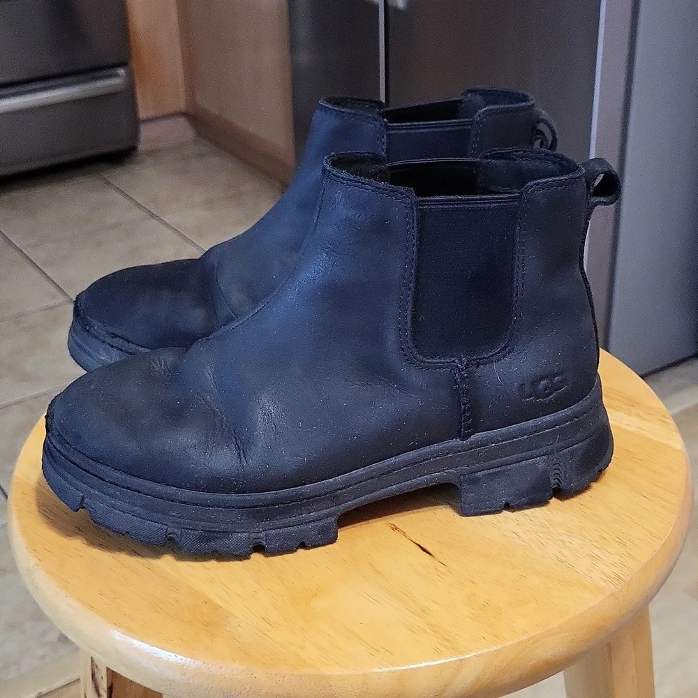 Uggs Black Soft Leather Booties